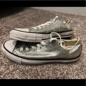 Women’s silver glitter converse